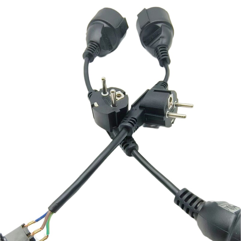 New EU protective contact extension cable 1m² plug one-line adapter AC2 way socket power supply