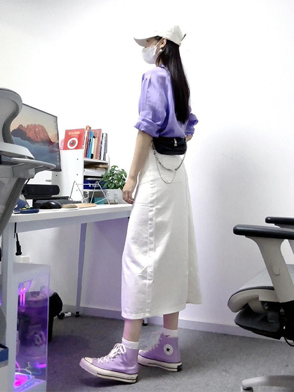 早秋季女装2025茶系穿搭高级感通勤风多巴胺紫色衬衫连衣裙子套装|undefined