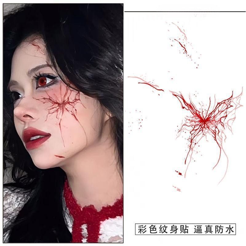 Bloody Butterfly Halloween Makeup Face Sticker Simulation Cos Atmosphere Photo Shoot Long-Lasting Washable Disposable Bloody Butterfly Halloween Makeup Face Sticker Simulation Cos Atmosphere Photo Shoot Long-Lasting Washable Disposable