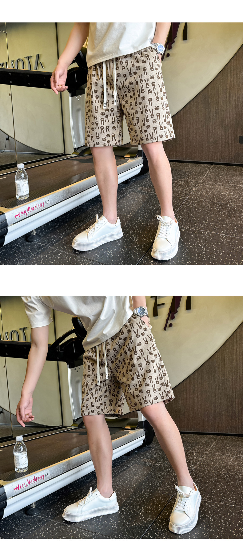 Men's Clothing Men's Cool Stylish All Over Cartoon Bunny Head Summer Trendy Loose Fitting Five Point Pants Versatile Beach Shorts_viptrois.com