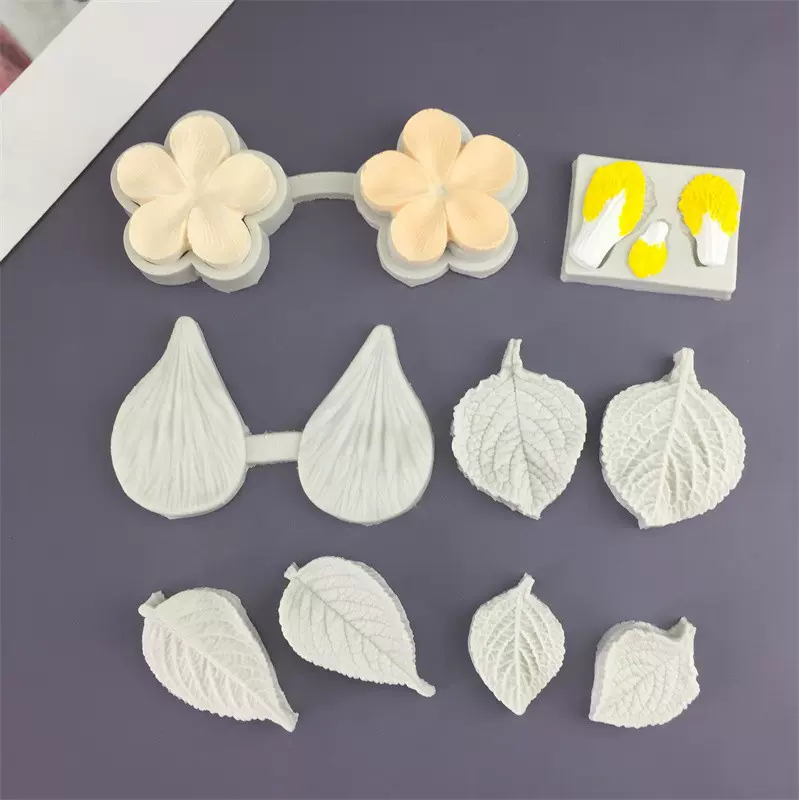 DIY 翻糖花叶子仿真纹路脉络花朵蛋糕烘焙硅胶模具食品级工具装饰