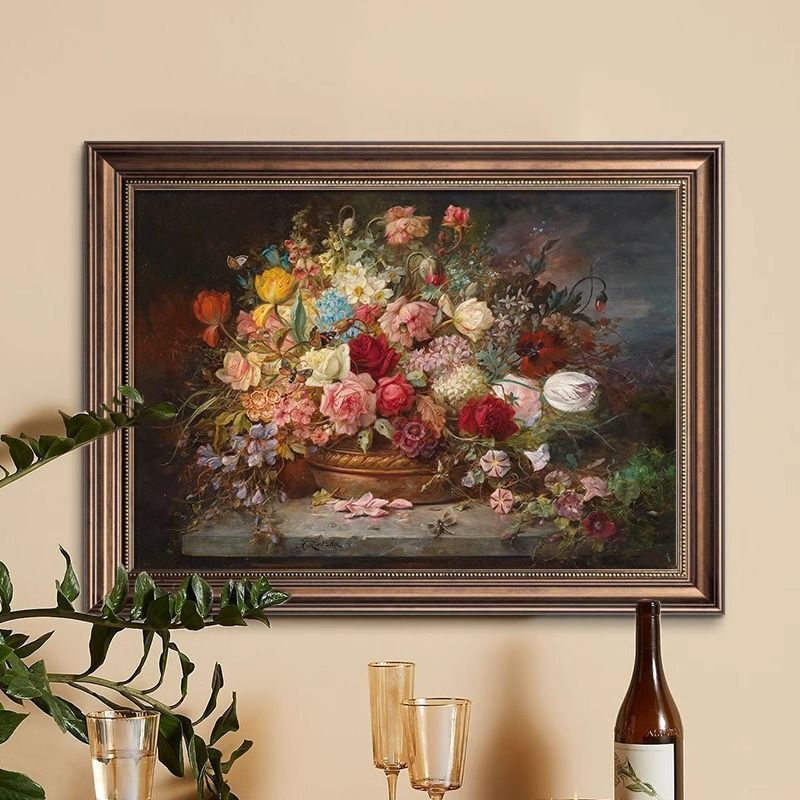 Restaurant Decorative Painting, Living Room Wall Decoration, European-Style Hanging Painting, European and American Style Sofa Oil Painting, DIY Coloring, New American Style