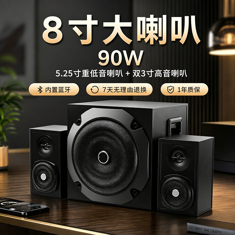 2026 New Model Computer Bluetooth Speaker with Super Bass, Wired Multimedia High-Volume Speaker for Home Use, Cinema-Grade