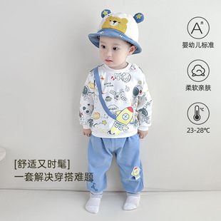 Children's Pure Cotton Sweat Set Male Baby Two-piece Clothes Baby Long-sleeved Autumn Clothes for Boys