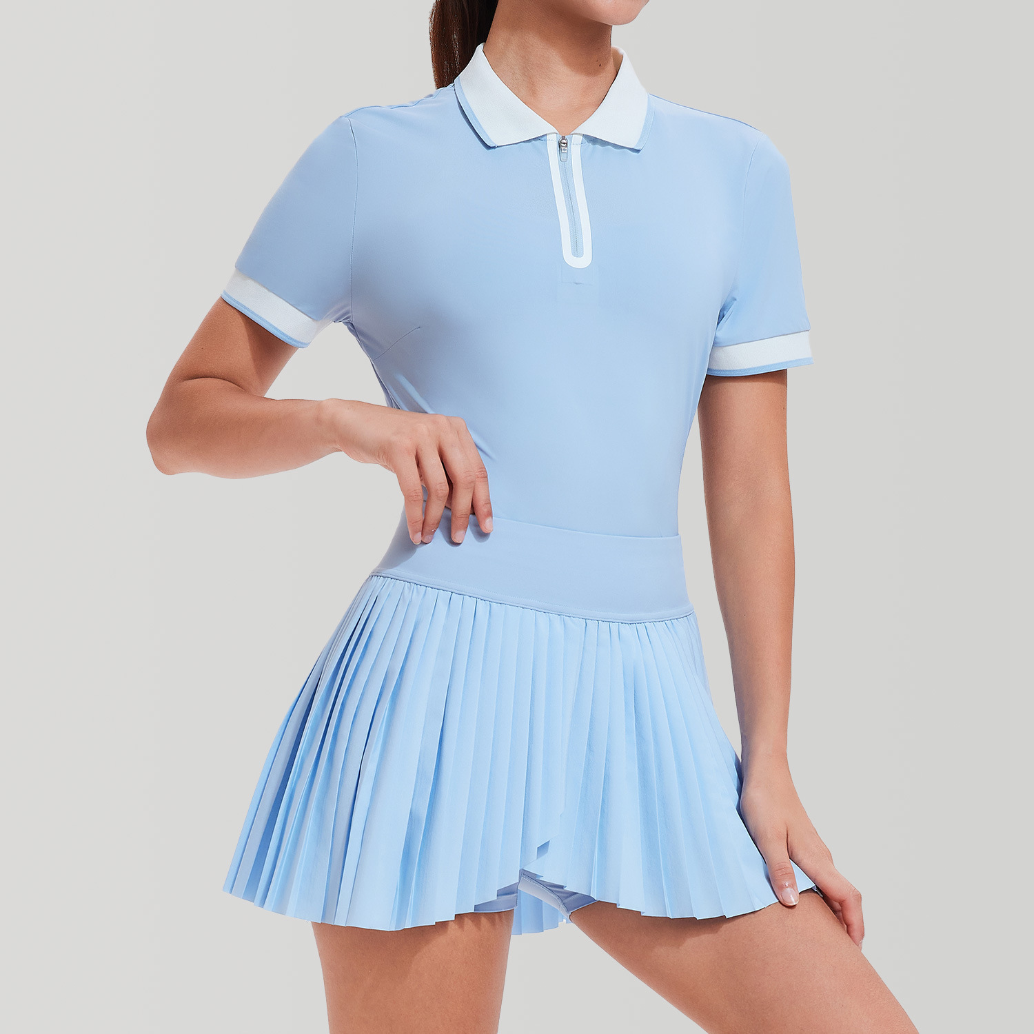 Trajes de deportes transfronterizos de mujeres, trajes de yoga transpirables, trajes de fitness de mangas cortas, trajes de tenis de bádminton delgados, trajes de mujeres