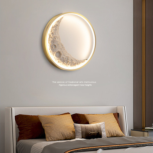 Internet celebrity moon wall lamp  new creative background wall decorative lamp living room bedroom wall lamp crescent lamp