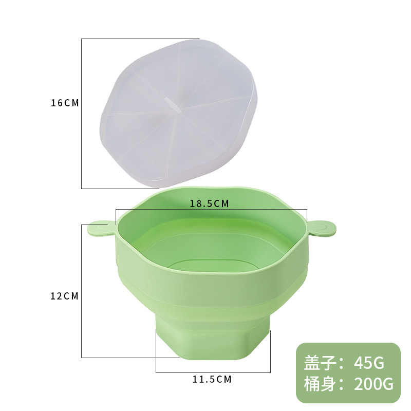 Cubo/bol para palomitas de maíz de silicona resistente al microondas y altas temperaturas, de Amazon transfronterizo, grande, con mango.