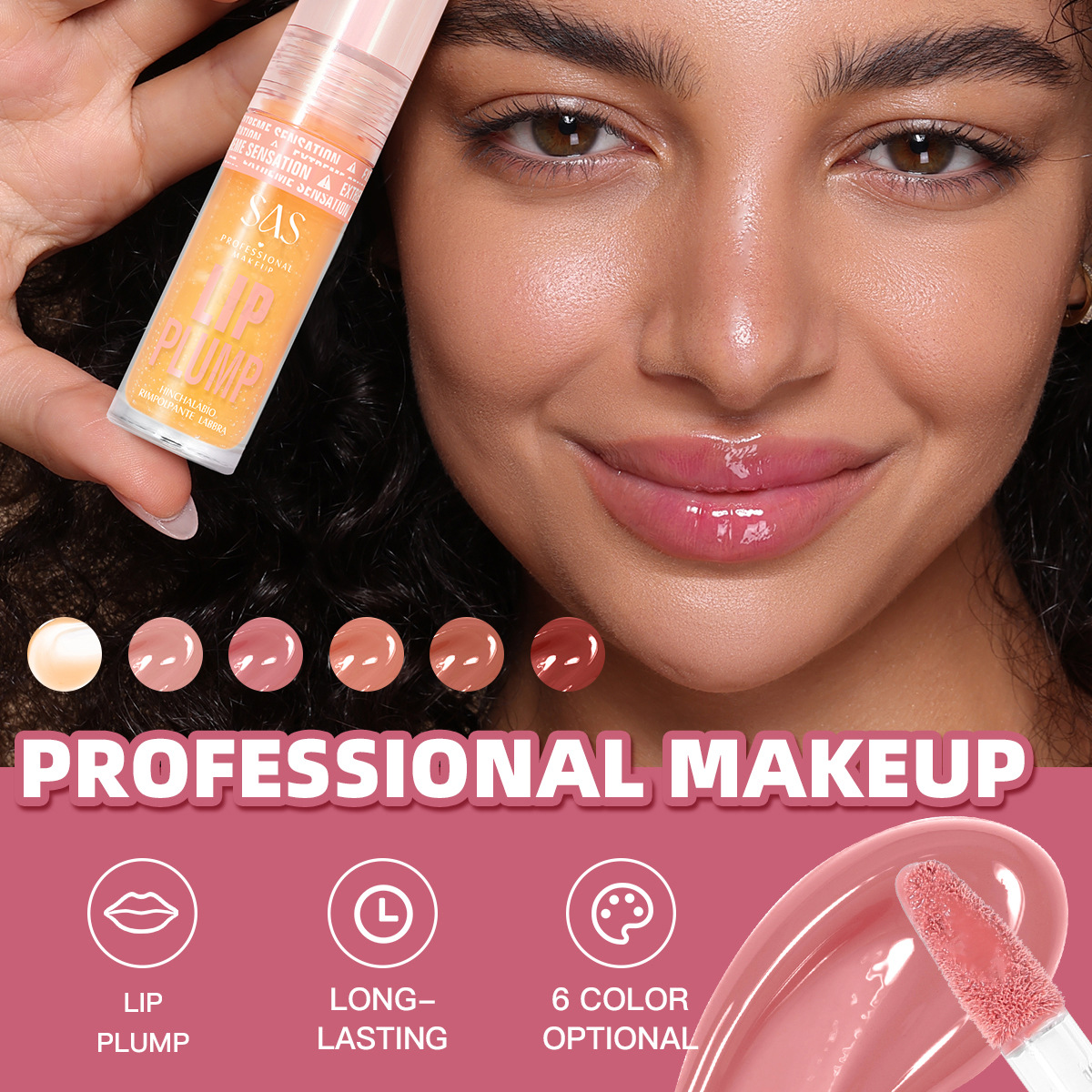 SAS belleza estilo explosivo transfronterizo venta caliente brillo de labios realce de labios nacarado esmalte de labios hidratante e hidratante al por mayor SAC131
