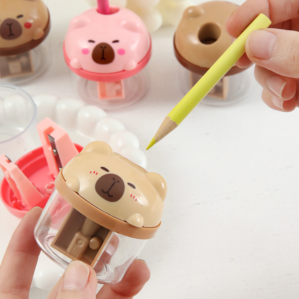 Capiba afilador de lápiz manual de doble agujero afilador de lápiz lindo delfin de agua afilador de lápiz para estudiantes artículos de papelería