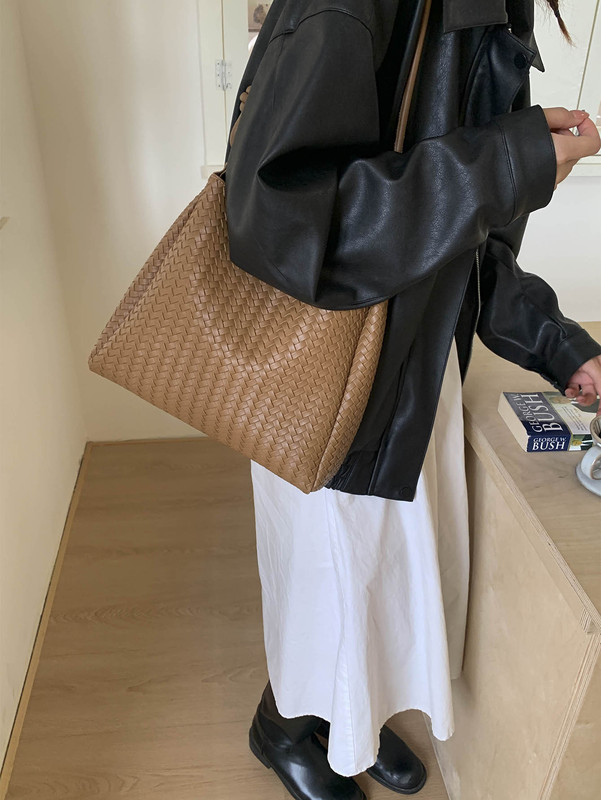 跨境2025新款手工编织包女小众高级感水桶包复古轻奢单肩斜挎包包|undefined