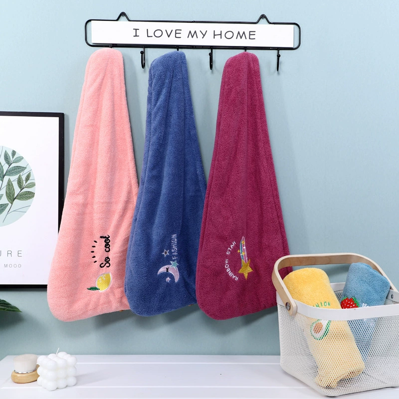 Эксклюзивная трансграничная поставка: махровая шапочка для сушки волос с вышивкой, комфортное и впитывающее полотенце для сушки волос, мягкая шапочка для душа, утолщенная повязка на голову оптом