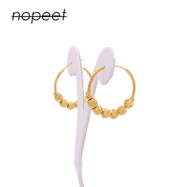 NOPEET Dubai Bridal 24K Gold Plated Bronze Earrings Europe and the United States Nigeria Women's Large Ring Piercing Earrings