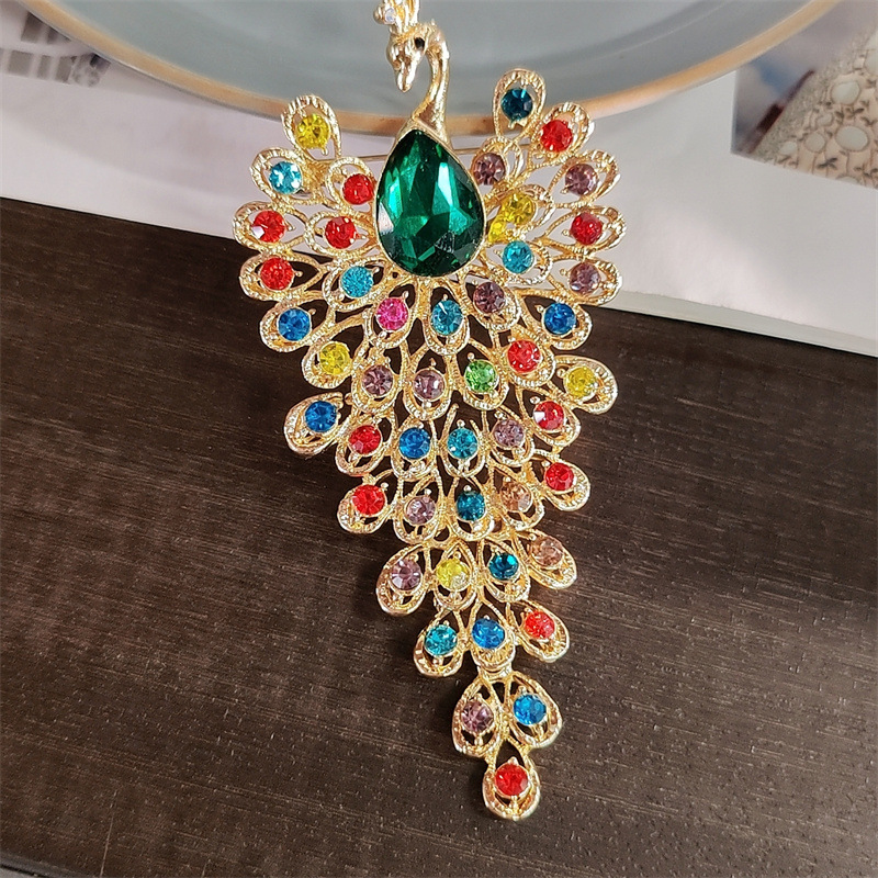Retro Pin Peacock Alloy Plating Inlay Rhinestones Unisex Brooches display picture 8