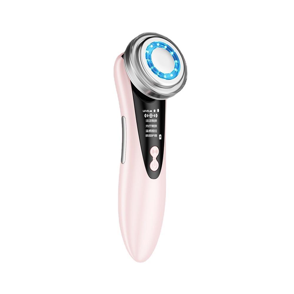 Fabricante al por mayor, luz de color portátil para el hogar, instrumento de introducción para rejuvenecimiento de la piel cálida, masajeador de vibración facial, instrumento de belleza de burbujas pequeñas