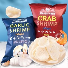 韩国进口趣莱福蒜味/蟹味大虾片240g巨型薯片超大休闲零食品批发