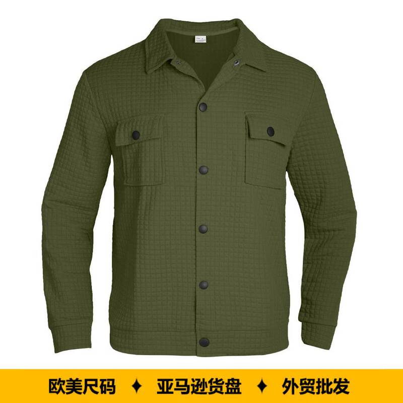 European and American Cross-Border Spring and Autumn New Men's Jacket, Fashionable Versatile Trendy Casual Breathable Solid Color Turn-Down Collar Outerwear