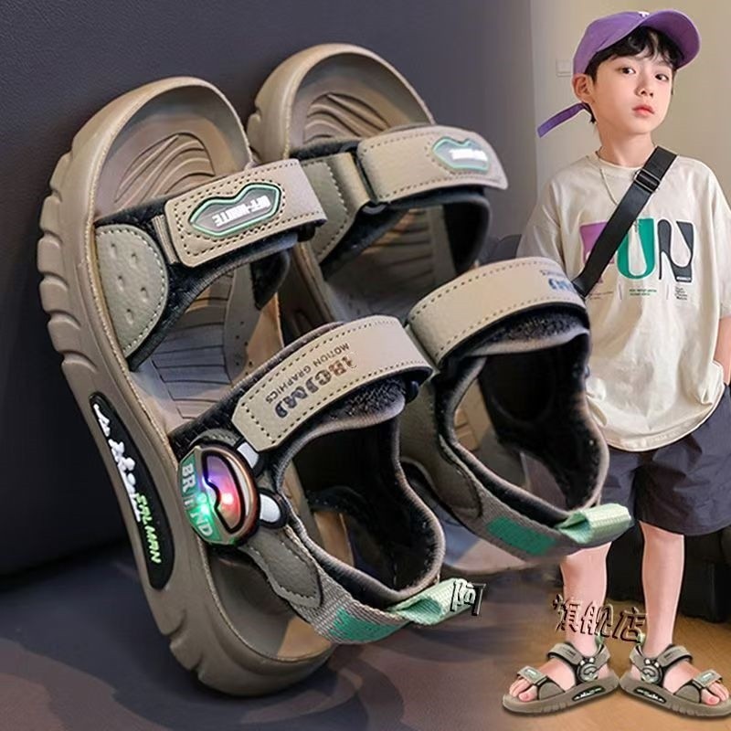 Sandalias casuales para niños 2026 verano nuevo tipo de zapatos de velcro para niños zapatos de playa de moda para niños image 3
