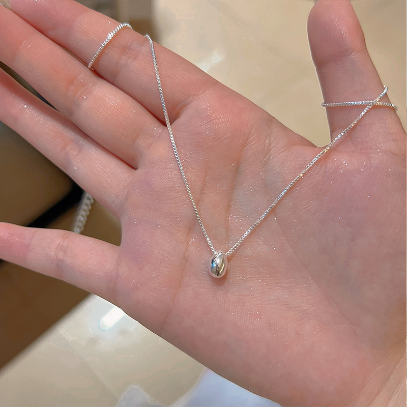 S925 スターリングシルバーリボンウォータードロップジルコンネックレス女性のニッチデザインハイエンド韓国インライト高級鎖骨チェーン|undefined