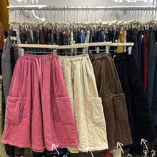 wj2025秋季新款女下装半身裙日系棉裙宽松ins外贸休闲款高腰裙子