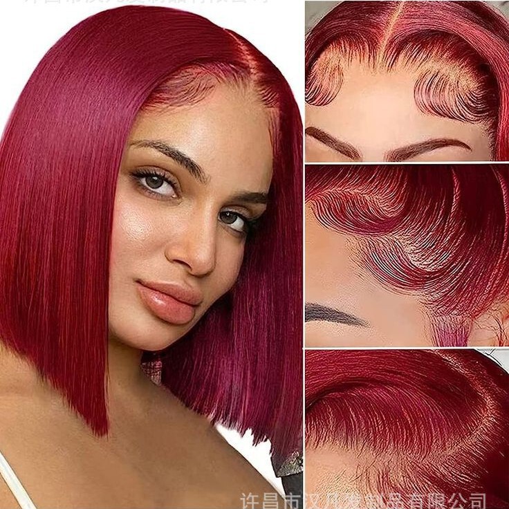 Cross-Border 99J Bob Wig Human Hair Foreign Trade Real Human Hair Set for Women Front Lace Wig