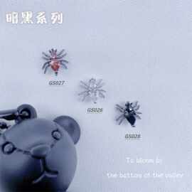 朋克风款款美甲饰品复古十字架镶嵌黑钻克罗心暗黑风系列批甲饰品