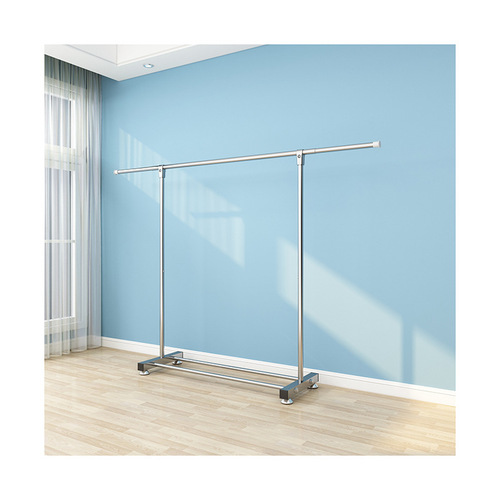 Outdoor foldable mobile clothes rack with double stainless steel rods, suitable for home use