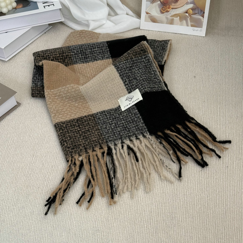 Bufandas gruesas a cuadros rojos con abrigo temperamento variado calentamiento pasturas cuello turístico de alto nivel de cinturón para hombros