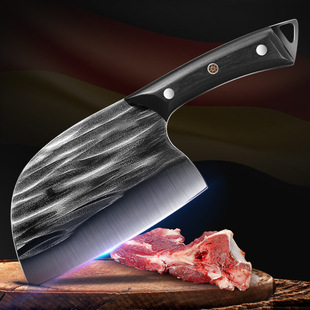 Black Colored Wood Molybdenum Vanadium Steel Chopping Knife Thickeneded Kitchen Bone Chopping Knife Stainless Steel Household Wooden Handle Kitchen Knife Chef's Knife