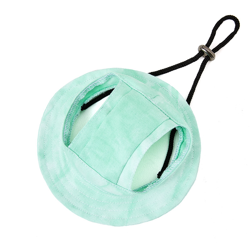 Mascota Linda oreja expuesta sombrero anti-caída ajustable cuenca sombrero protección solar sombra de sol perro anti-apriete oreja algodón princesa sombrero