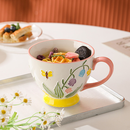 Ceramic High-Quality Aesthetic Cups Household Large Capacity Coffee Cups Mugs Internet Famous Water Cups Oat Breakfast Cups Milk Cups