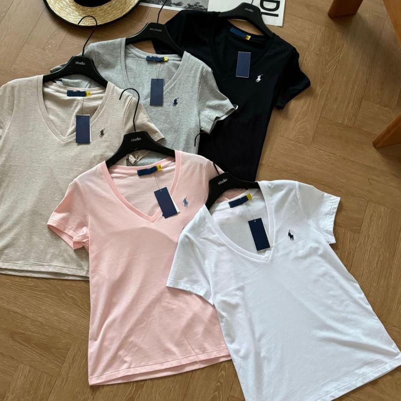 In-Stock Seamless Summer New Style Ralph Lauren Pony Logo Embroidered V-Neck Regular Shoulder Short-Sleeve Cotton Slim-Fit Simple T-Shirt In-Stock Seamless Summer New Style Ralph Lauren Pony Logo Embroidered V-Neck Regular Shoulder Short-Sleeve Cotton Slim-Fit Simple T-Shirt