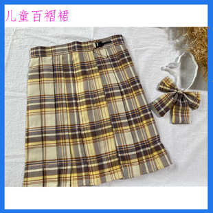 jk uniform plaid skirt children's western style Korean style college style children's half pleated skirt girls clothing