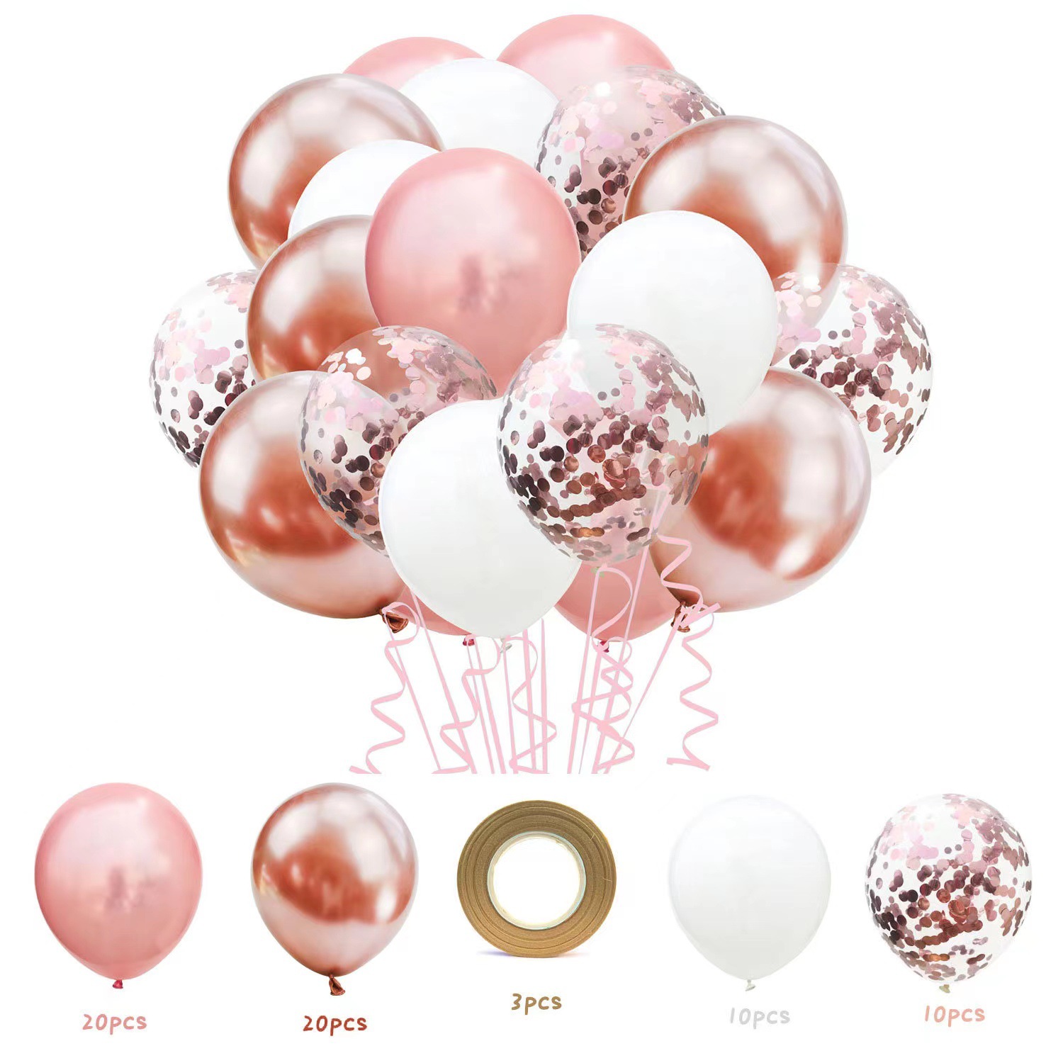 Boda transfronteriza oro rosa Granada confeti rojo lentejuelas globo redondo fiesta de cumpleaños de los niños decoración escena diseño