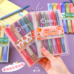 Eyesight-protecting, color, flavor, double-ended fluorescent highlighters for students, slanted tip marker pens for highlighting, doodle drawing colored pens