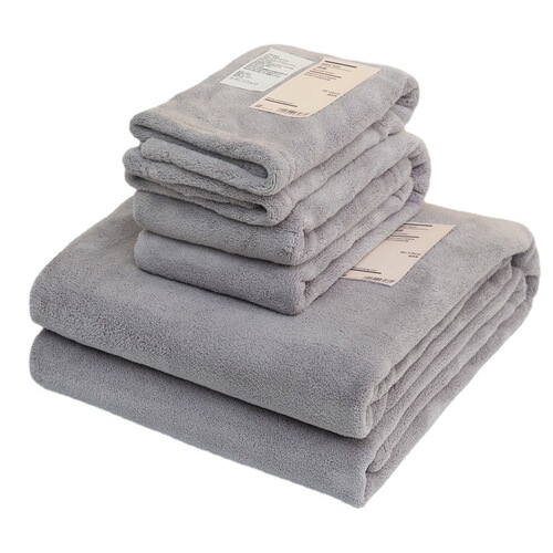 Inten's new coral velvet absorbent square towel towel and bath towel set simple labeling gift towel set cross-border