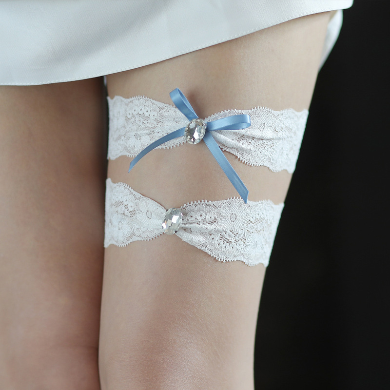 LR036 European and American bridal garter belt blue bow leg ring Princess thigh ring wedding decorations wholesale