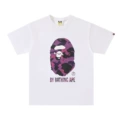 Camouflage alphabet ape head white and purple
