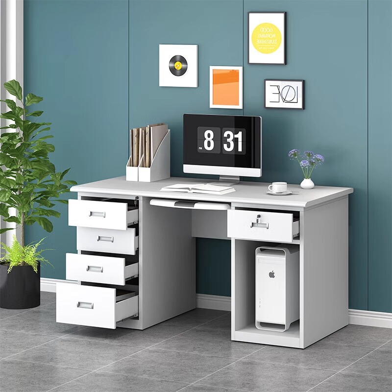 Steel Desk Financial Locked Computer Desk Hospital Staff Single Desk Iron Drawer Work Desk Manufacturers