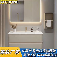 佛山陶瓷一体盆洗漱台卫生间浴室柜澳洲外贸出口工程浴室柜定 制