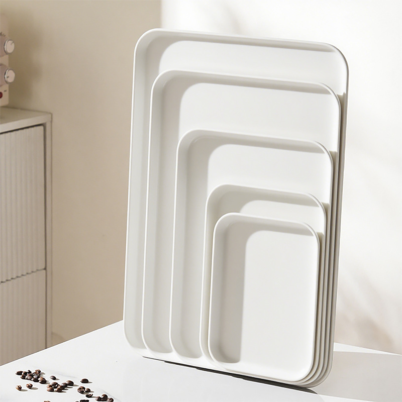Manufacturer of White Rectangular Trays, Commercial Display Plates, Household Plastic Tea Trays, Hotel Thickened Dinner Plates Wholesale