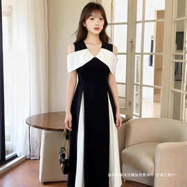大码女装胖遮肚子宽松显瘦连衣裙夏季法式气质收腰领短袖裙子