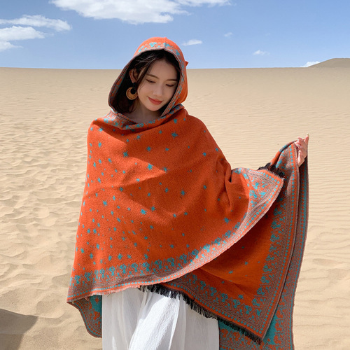 Ethnic style casual fashion play shawl comfortable scarf breathable large cloak retro personalized outdoor travel cloak