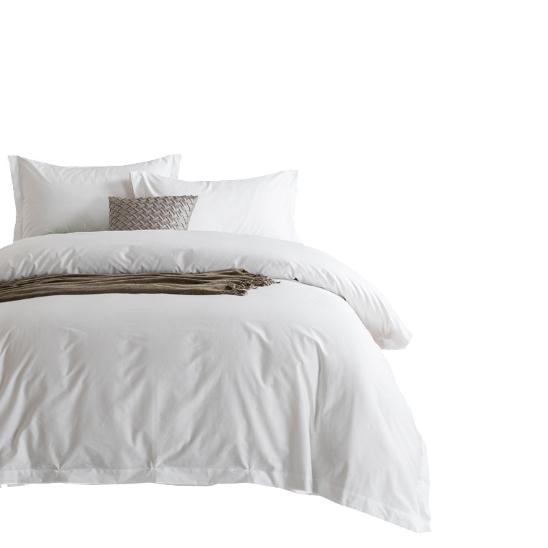 酒店四件套床上用品批发纯棉五星级酒店白色贡缎被套被罩酒店布草