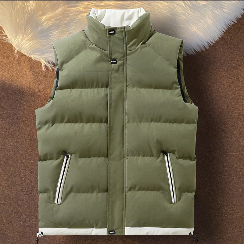 2024 nuevo chaleco para hombre otoño e invierno impermeable, engrosado, cálido, ajustado, cuello alto con grasa agregada, agrandado_voghion.com