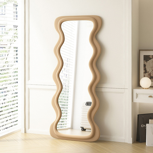 Internet celebrity wavy mirror ins style home girls' bedroom design special-shaped clothing store floor fitting mirror full-length mirror
