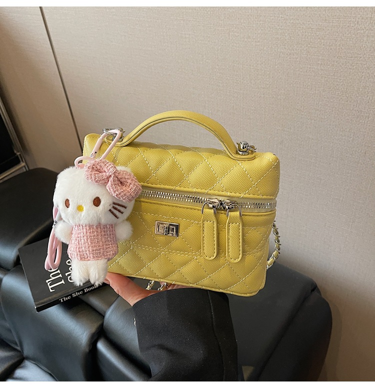 Xiaoxiangfeng bolso pequeño portátil mujer 2025 nueva moda cadena de rombos pequeño bolso cuadrado coreano bolso de mensajero simple