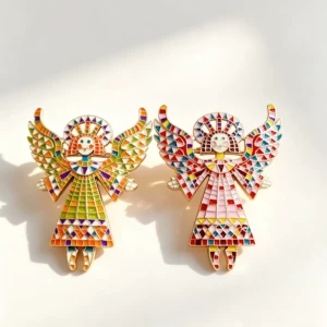 New enamel oil-painted angel girl wings brooch, simple and versatile pin for both men and women, scarf buckle and collar pin