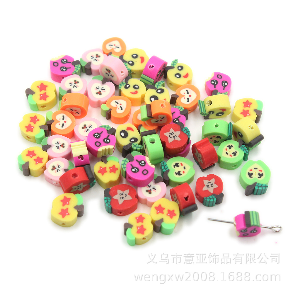 Cuentas de cerámica suave DIY, caras sonrientes, sueltas para pulseras y collares