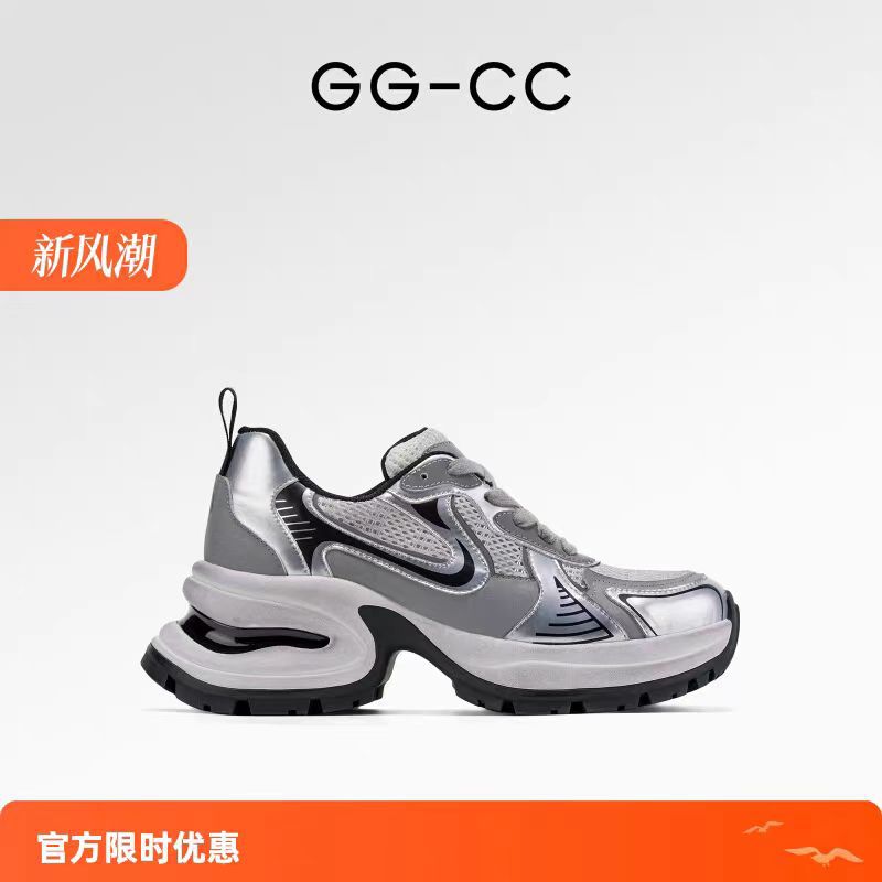 Putian Pure Original High-end White Dew Torre 신발 GGCC 실버 두꺼운 단독 높이 증가 메쉬 캐주얼 스포츠 신발 트렌디