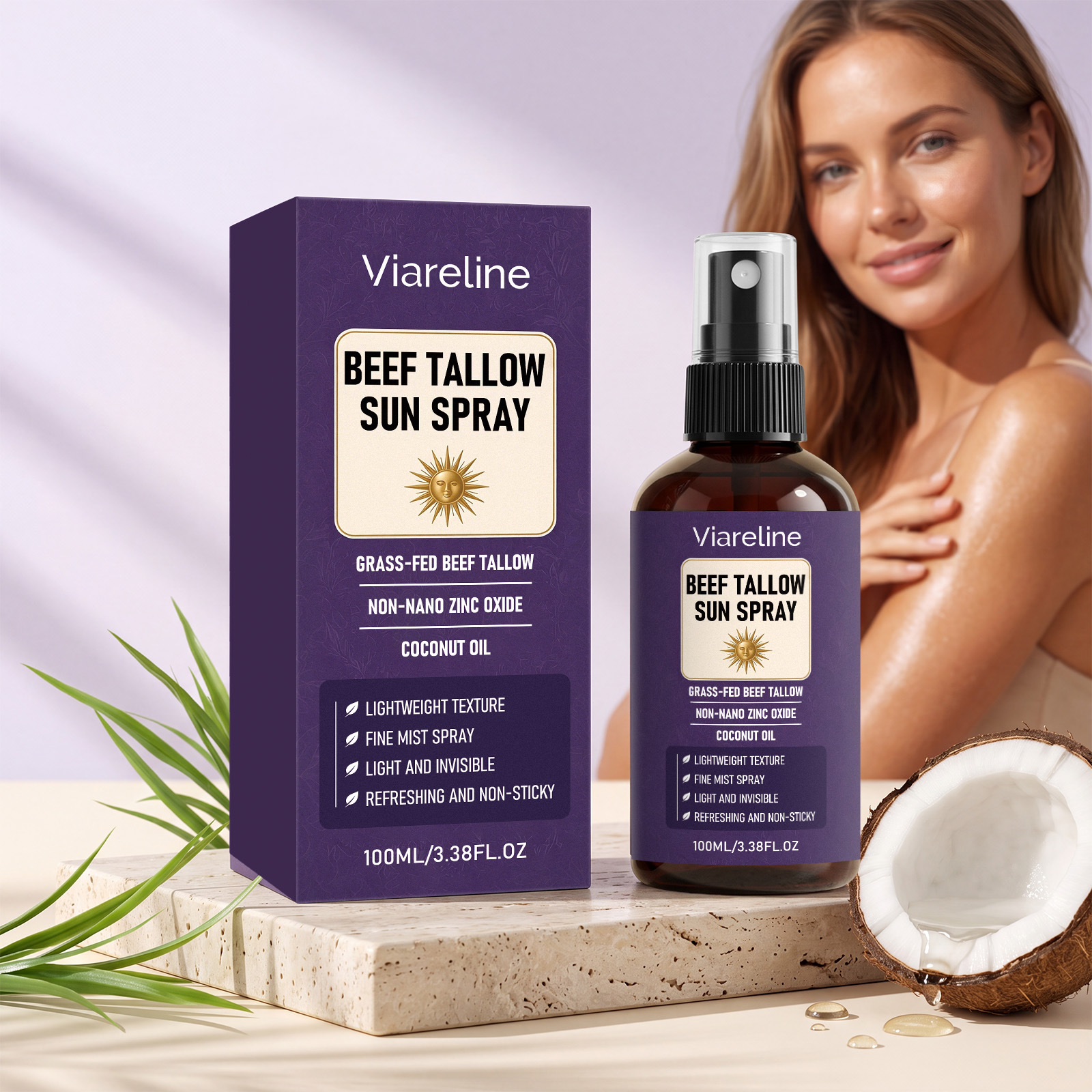 Viareline Protective Spray Summer Outdoor Face and Body Skin Care Dual-Use Protective Spray for Outdoor Use